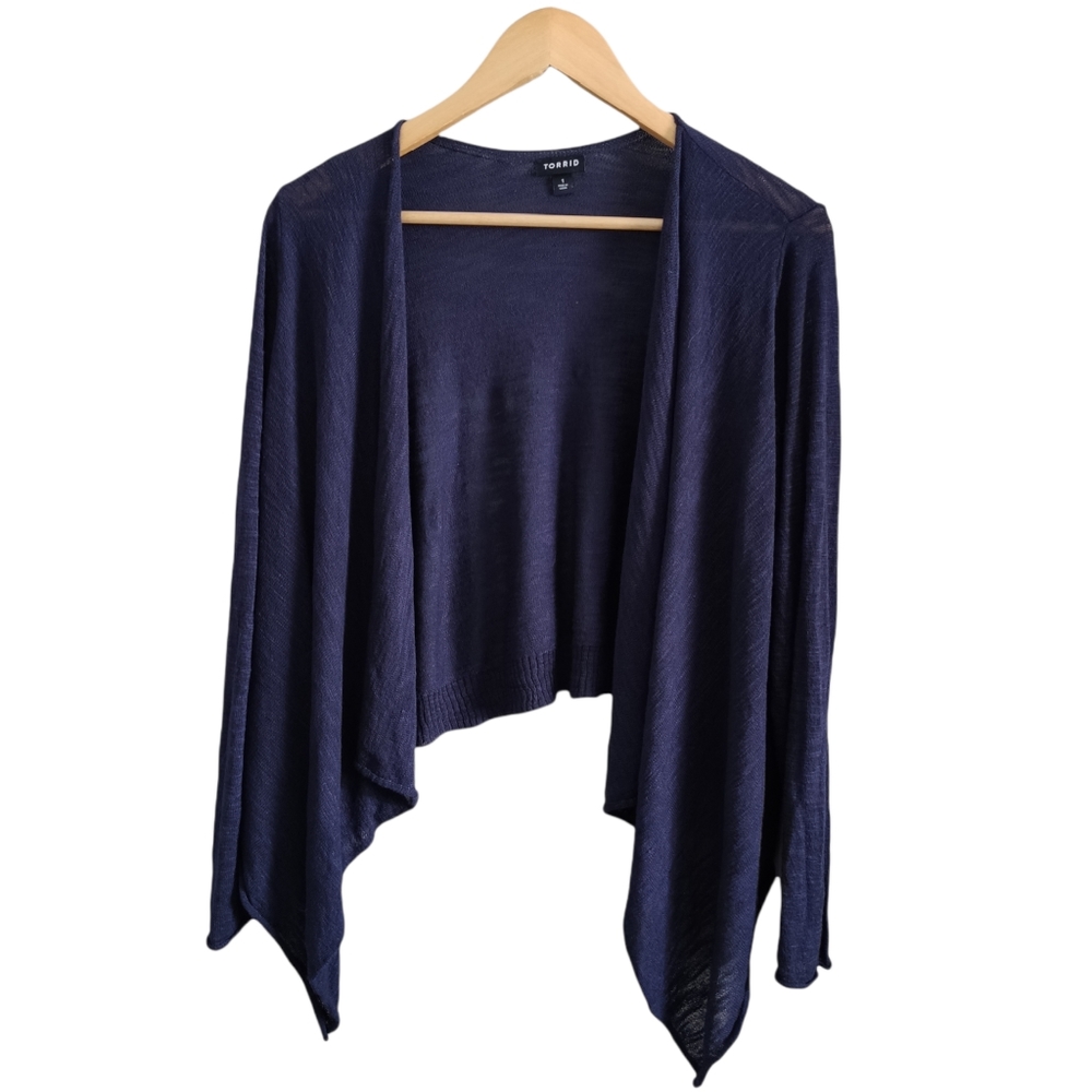 Torrid Wrap Shawl Knit Waterfall Cardigan Blue Size 1X